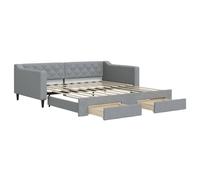 vidaXL Divano letto con cassetti, 100 x 190 cm, tessuto grigio chiaro