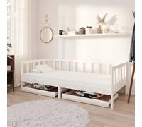 vidaXL Divano Letto con Cassetti 90x200 cm Bianco in Massello di Pino