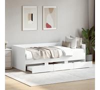 vidaXL Divano Letto con Cassetti senza Materasso Bianco 100x200 cm