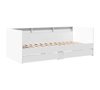 vidaXL Divano Letto con Cassetti Senza Materasso Bianco 75x190 cm