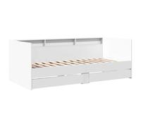 vidaXL Divano Letto con Cassetti Senza Materasso Bianco 90x190 cm