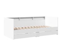 vidaXL Divano Letto con Cassetti Senza Materasso Bianco 90x200 cm