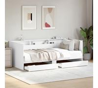 vidaXL Divano Letto con Cassetti Senza Materasso Bianco 90x200 cm