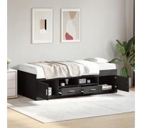 vidaXL Divano Letto con Cassetti Senza Materasso Nero 100x200 cm