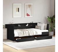vidaXL Divano Letto con Cassetti Senza Materasso Nero 75x190 cm