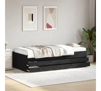 vidaXL Divano Letto con Cassetti senza Materasso Nero 75x190 cm