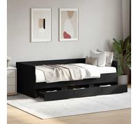 vidaXL Divano Letto con Cassetti senza Materasso Nero 90x200 cm