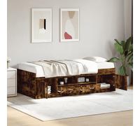 vidaXL Divano Letto con Cassetti senza Materasso Rovere Fumo 100x200cm