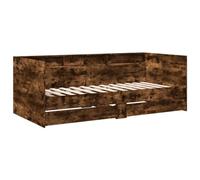 vidaXL Divano Letto con Cassetti Senza Materasso Rovere Fumo 75x190 cm