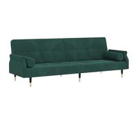 vidaXL Divano Letto con Cuscini Verde Scuro in Velluto