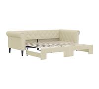 vidaXL Divano Letto con Letto Estraibile Crema 90x200 cm in Similpelle, Divano Letto, Letto a Scomparsa, Divano Letto Imbottito, Letto da Giorno