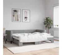 Divano Letto con Letto Estraibile Grigio Chiaro 100x190 Tessuto