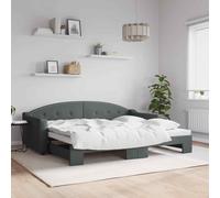 VIDAXL - Divano Letto Con Letto Estraibile Grigio Scuro 90x200cm Tessuto
