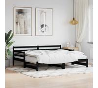Divano letto con letto estraibile nero 90x200cm massello pino