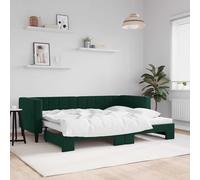 VidaXL Divano Letto con Letto Estraibile Verde Scuro 80x200cm Velluto