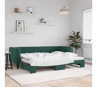 VidaXL Divano Letto con Letto Estraibile Verde Scuro 80x200cm Velluto