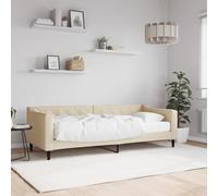 vidaXL Divano Letto con Materasso Crema 80x200 cm in Tessuto