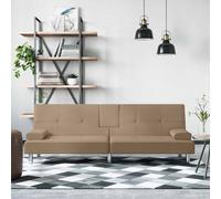 vidaXL Divano Letto con Portabicchieri in Similpelle Cappuccino