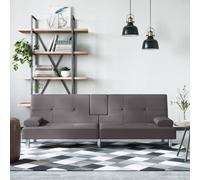 vidaXL Divano Letto con Portabicchieri in Similpelle Grigio, Divano Letto con portabicchieri, Divano Letto Pieghevole, Letto da Giorno, dormeuse