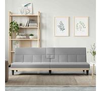 Divano Letto con Portabicchieri in Tessuto Grigio Chiaro