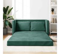 vidaXL Divano Letto da Terra 2 in 1 Verde Scuro 122x204x55 cm Velluto