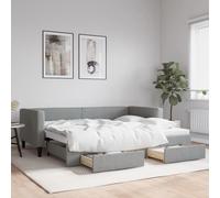 Divano Letto Estraibile Cassetti Grigio Chiaro 100x190 Tessuto