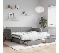 vidaXL Divano Letto Estraibile Cassetti Grigio Chiaro 100x190 Tessuto, divano letto con cassetti, divano letto moderno, letto da giorno, divano letto