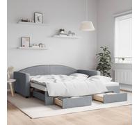 vidaXL Divano Letto Estraibile Cassetti Grigio Chiaro 100x190 Tessuto