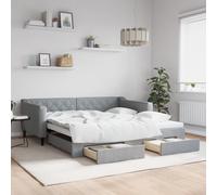Divano Letto Estraibile Cassetti Grigio Chiaro 100x190 Tessuto