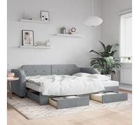 vidaXL Divano Letto Estraibile Cassetti Grigio Chiaro 100x190 Tessuto