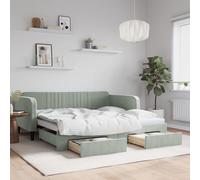 vidaXL Divano Letto Estraibile Cassetti Grigio Chiaro 100x190 Velluto, divano letto con cassetti, letto da giorno, letto per ospiti, divano letto
