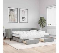 VidaXL Divano Letto Estraibile Cassetti Grigio Chiaro 100x200 Tessuto