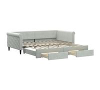 vidaXL Divano Letto Estraibile Cassetti Grigio Chiaro 100x200 Velluto