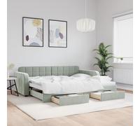 vidaXL Divano Letto Estraibile Cassetti Grigio Chiaro 90x190cm Velluto