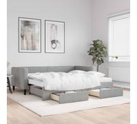 VidaXL Divano Letto Estraibile Cassetti Grigio Chiaro 90x200cm Tessuto