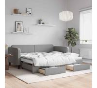 vidaXL Divano Letto Estraibile Cassetti Grigio Chiaro 90x200cm Tessuto