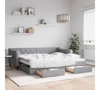 vidaXL Divano Letto Estraibile Cassetti Grigio Chiaro 90x200cm Tessuto, Divano Letto con cassetti, Letto da Giorno, Letto per Ospiti, Divano Letto