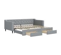 vidaXL Divano Letto Estraibile Cassetti Grigio Chiaro 90x200cm Tessuto, Divano Letto con cassetti, Letto da Giorno, Letto per Ospiti, Divano Letto