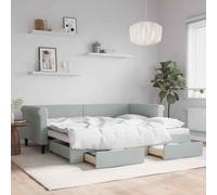 VIDAXL - Divano Letto Estraibile Cassetti Grigio Chiaro 90x200cm Velluto - SPEDIZIONE GRATUITA