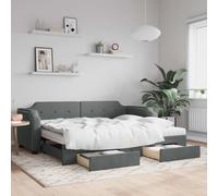 vidaXL Divano Letto Estraibile Cassetti Grigio Scuro 100x200cm Tessuto