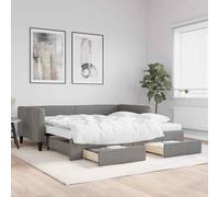 VidaXL Divano Letto Estraibile Cassetti Grigio Scuro 100x200cm Tessuto