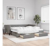 VidaXL Divano Letto Estraibile Cassetti Grigio Scuro 100x200cm Tessuto