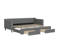 vidaXL Divano Letto Estraibile Cassetti Grigio Scuro 80x200cm Tessuto, Divano Letto con cassetti, Letto da Giorno, Letto per Ospiti, Divano Letto