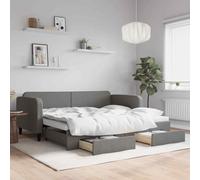 vidaXL Divano Letto Estraibile Cassetti Grigio Scuro 90x200cm Tessuto