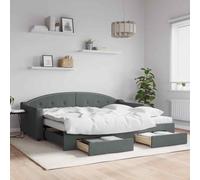 vidaXL Divano Letto Estraibile Cassetti Grigio Scuro 90x200cm Tessuto