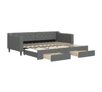 vidaXL Divano Letto Estraibile Cassetti Grigio Scuro 90x200cm Tessuto, Divano Letto con cassetti, Letto da Giorno, Letto per Ospiti, Divano Letto