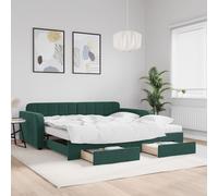 vidaXL Divano Letto Estraibile Cassetti Verde Scuro 100x200cm Velluto