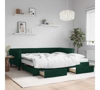 vidaXL Divano Letto Estraibile Cassetti Verde Scuro 100x200cm Velluto