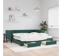 vidaXL Divano Letto Estraibile Cassetti Verde Scuro 100x200cm Velluto