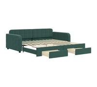 VIDAXL - Divano Letto Estraibile Cassetti Verde Scuro 100x200cm Velluto
